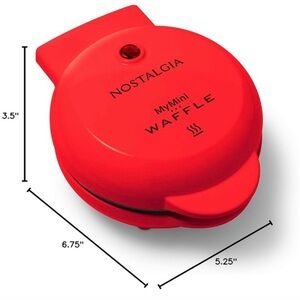 Nostalgia MyMini Personal Electric Waffle Maker, Red